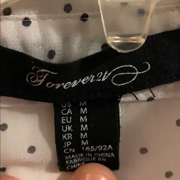 Forever 21 White Sheer Polka Dot Button Down - Picture 2 of 4